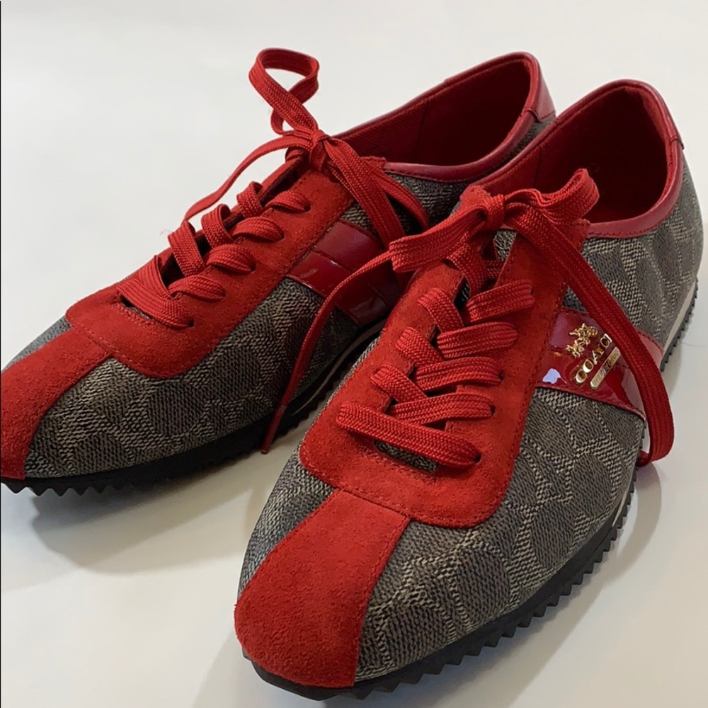 Coach Red and Brown Women's Sneakers - Picture 2 of 5